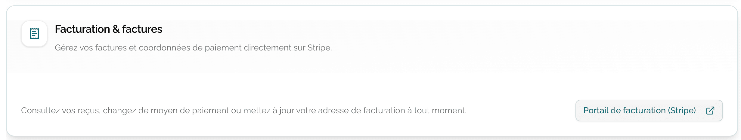 Bouton Gérer ma facturation et autres actions