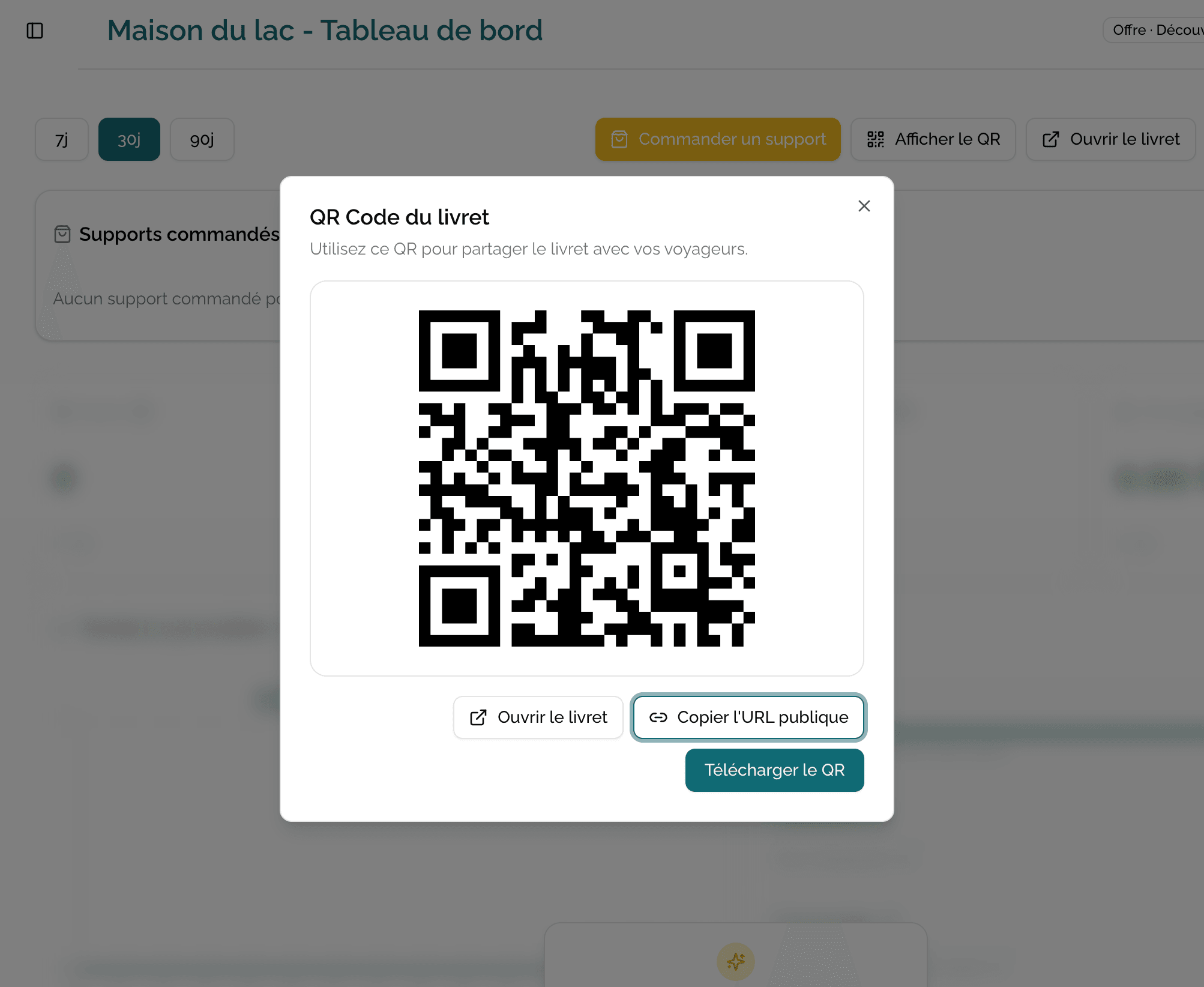 QR code généré pour un livret