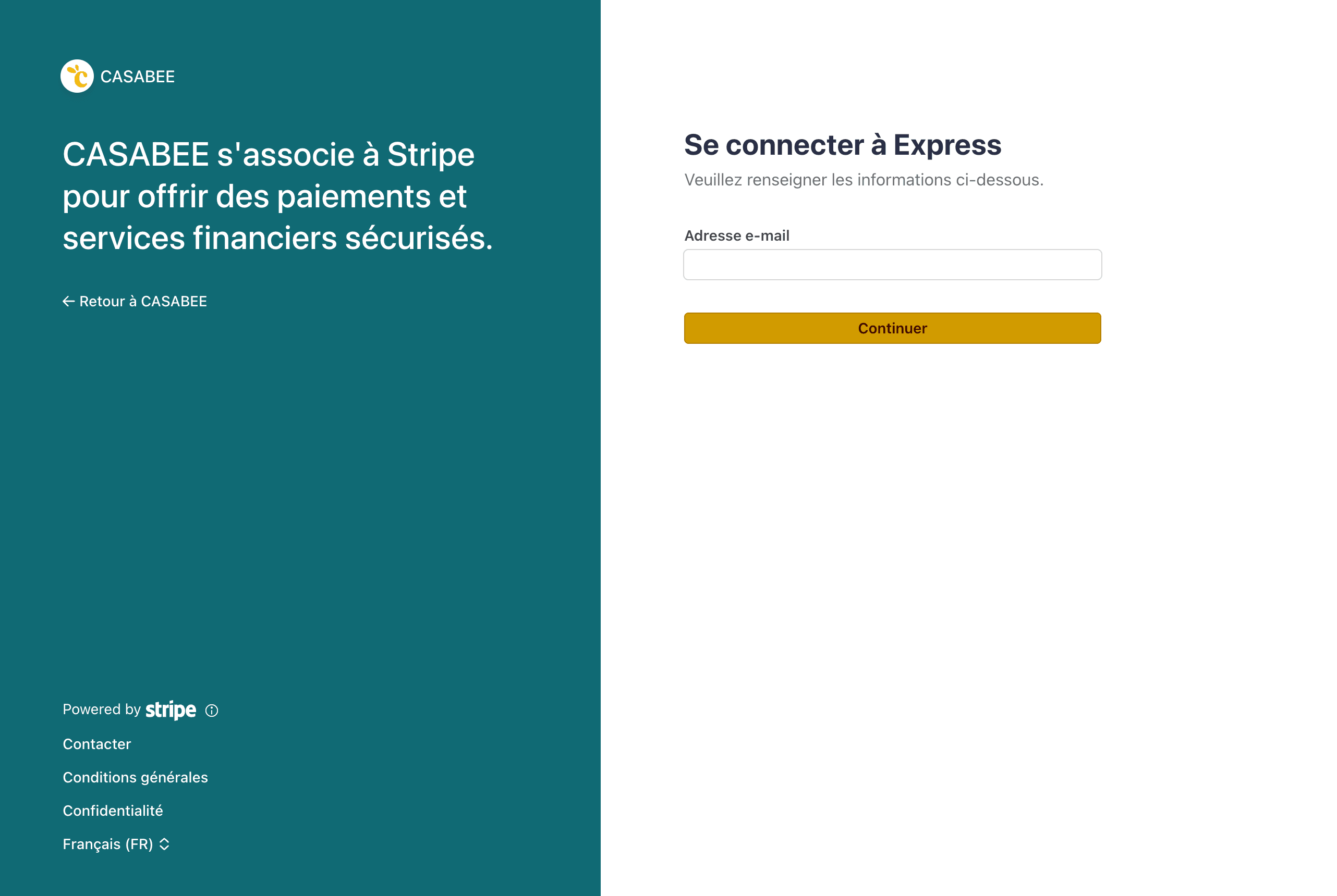Formulaire d'onboarding Stripe