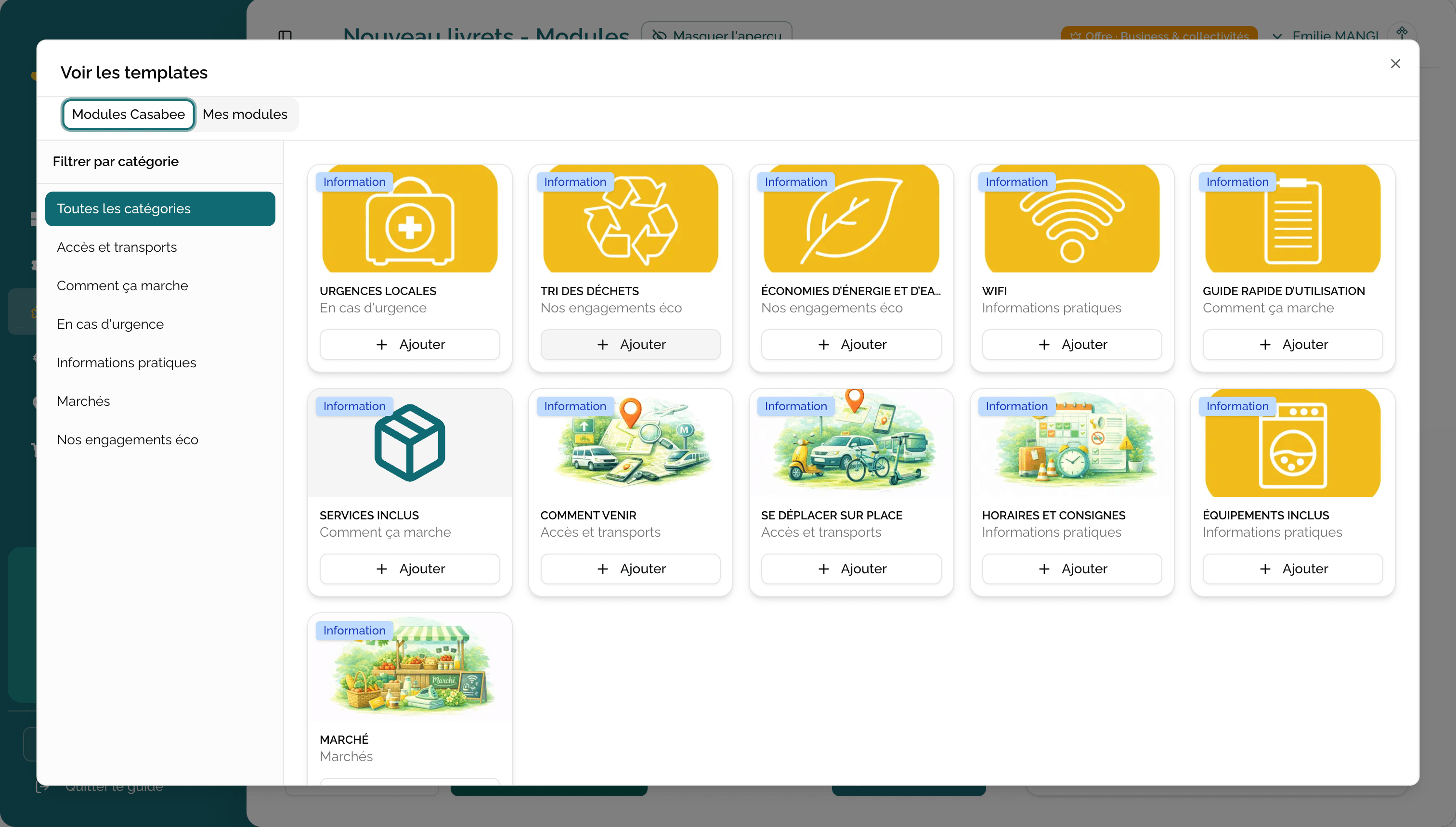 Bibliothèque de modules prêts à l'emploi
