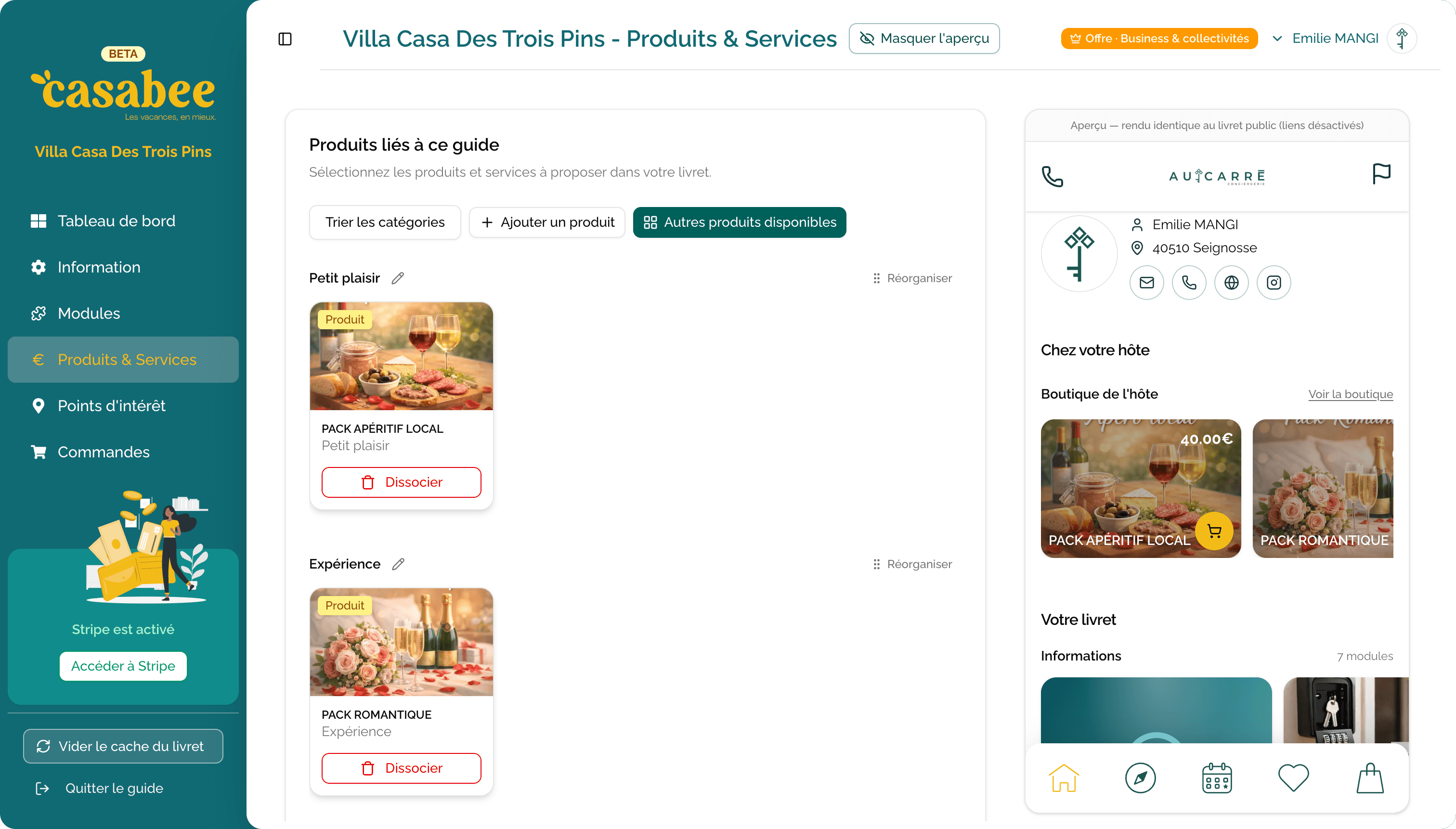 Étape ajout de produits / upsells au livret