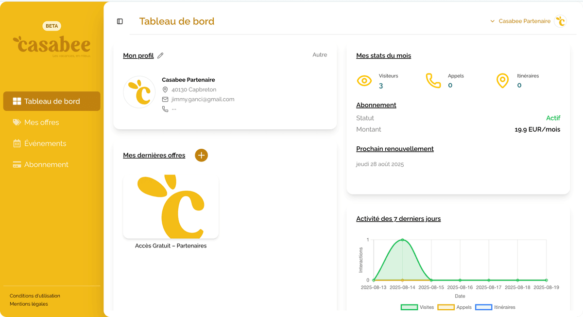 Espace partenaire Casabee